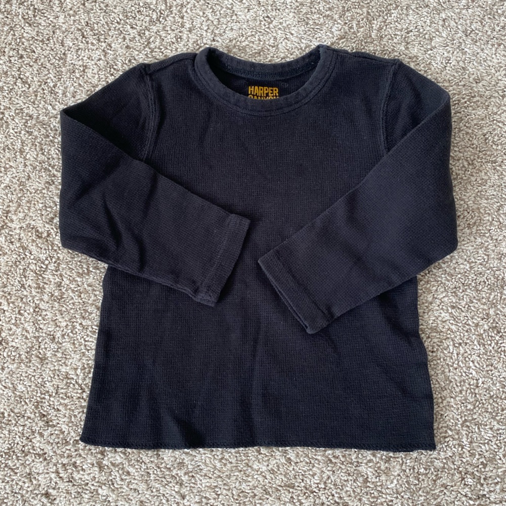 Harper Canyon black toddler boys black waffle long sleeve size 2T